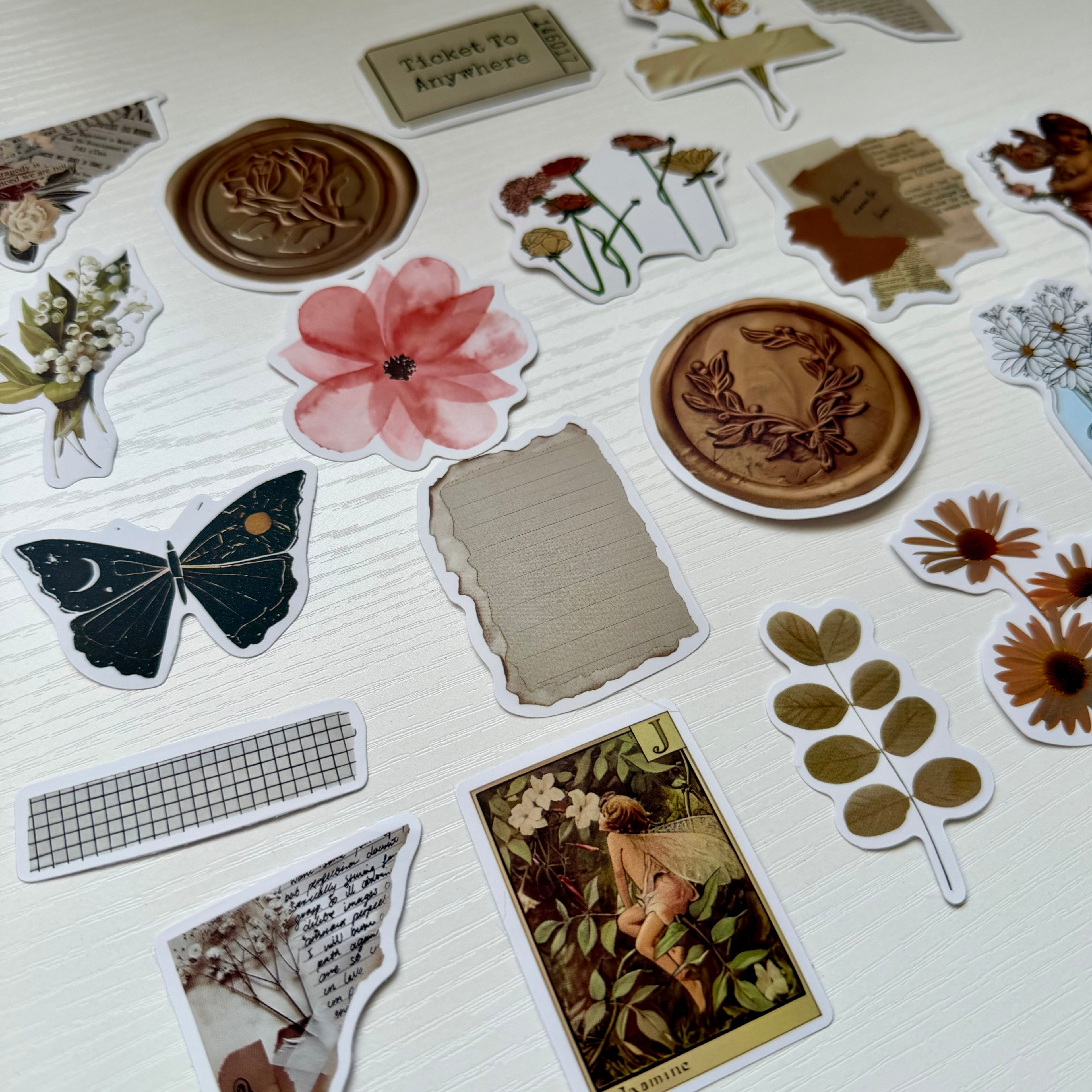 Vintage Floral Journal 20 Stickers Set