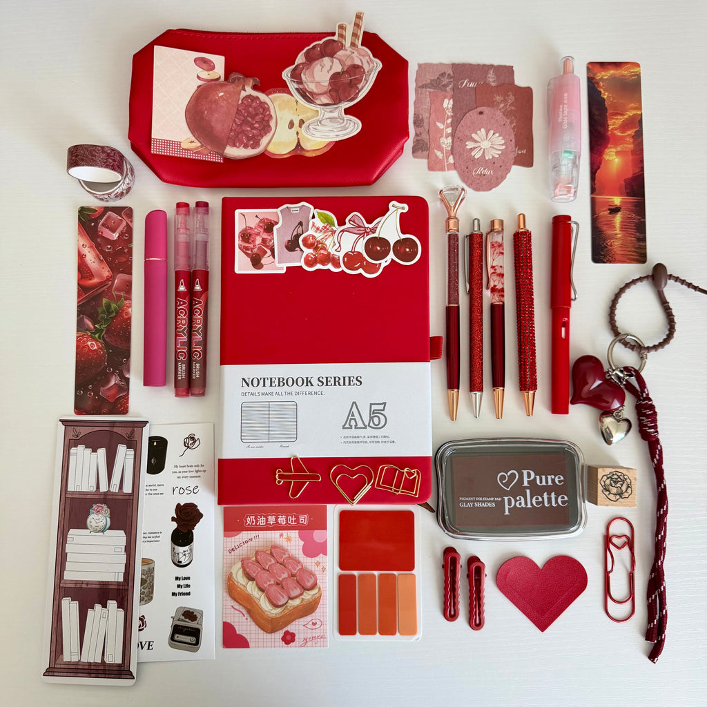 Red Romance Bookish Escape Bundle | Curated Red Stationery & Reading Gift Set