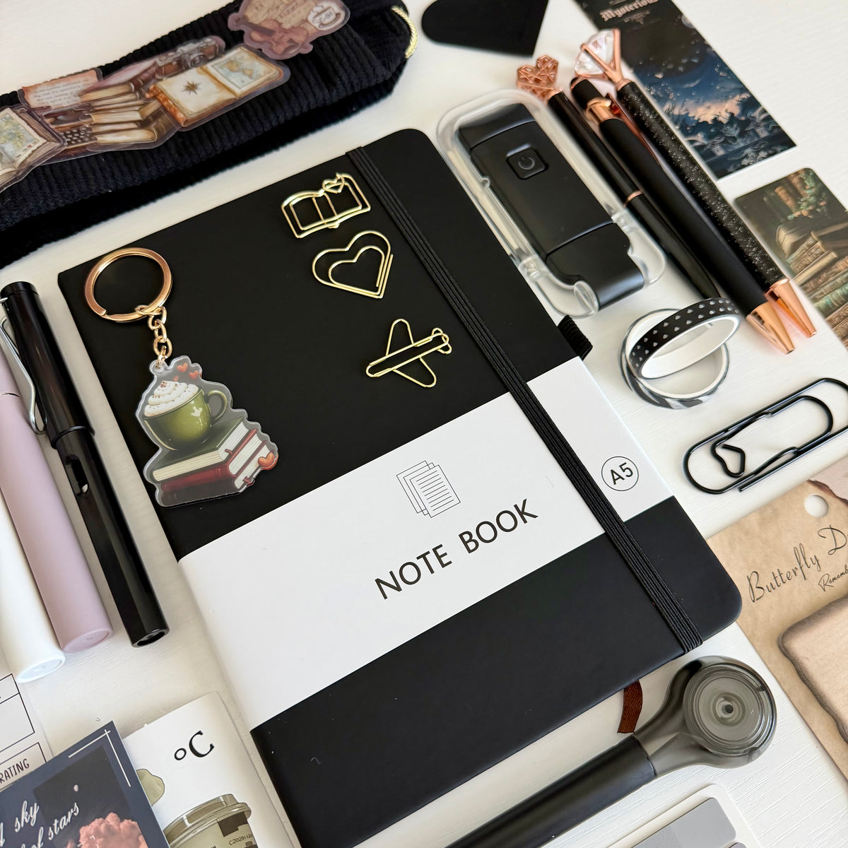 🖤 Midnight Pages Bookish Bundle | Aesthetic Black Stationery & Reading Gift Set