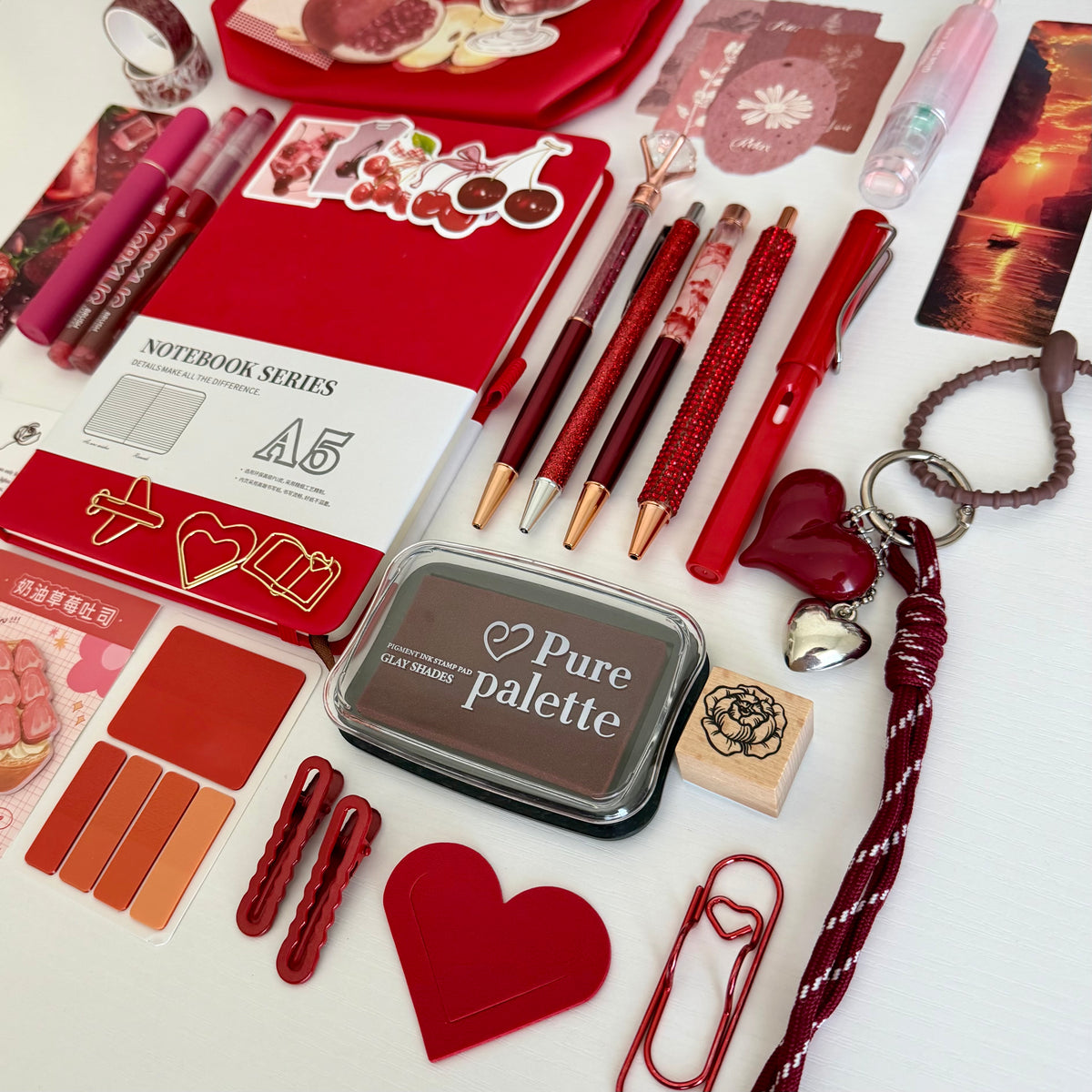 Red Romance Bookish Escape Bundle | Curated Red Stationery & Reading Gift Set