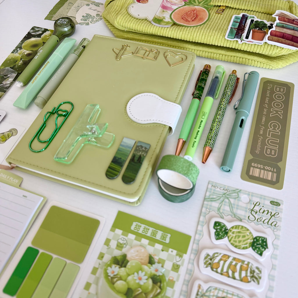 Matcha Bookish Escape | Green Book & Stationery Gift Bundle