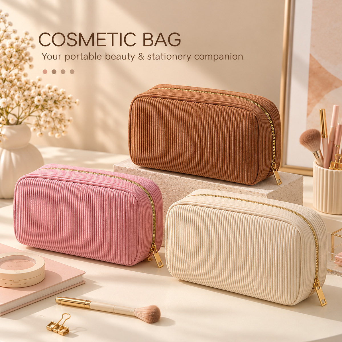 Corduroy Cosmetic & Stationery Pouches