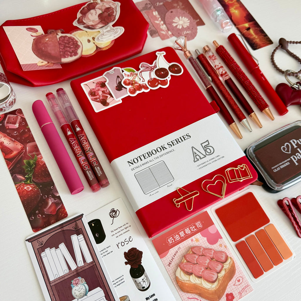 Red Romance Bookish Escape Bundle | Curated Red Stationery & Reading Gift Set