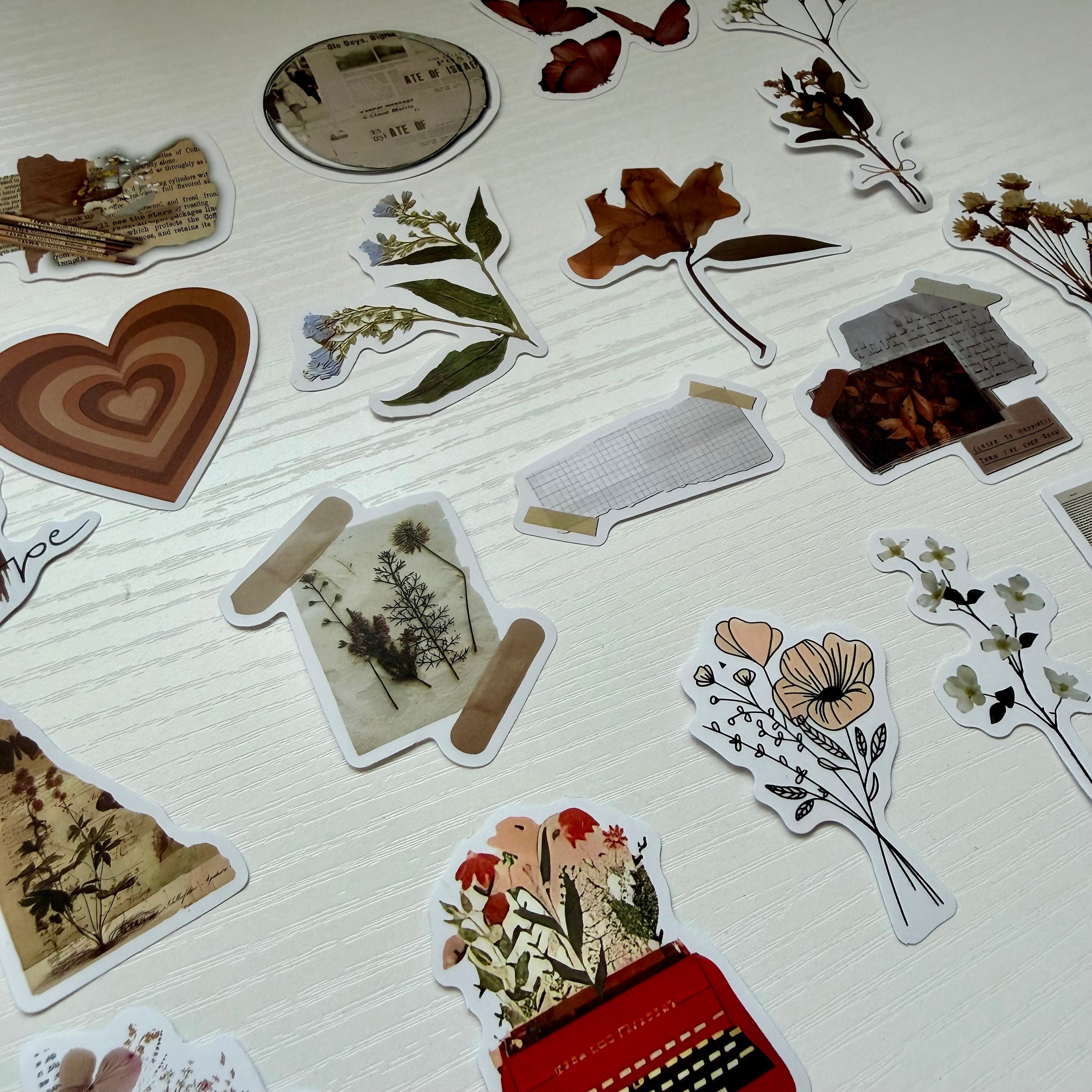 Vintage Floral Journal 20 Stickers Set