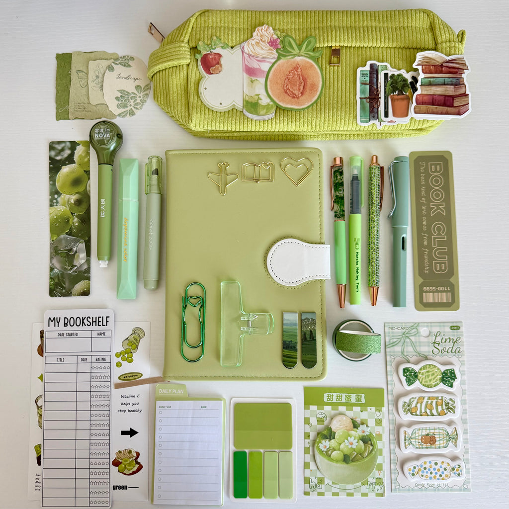 Matcha Bookish Escape | Green Book & Stationery Gift Bundle