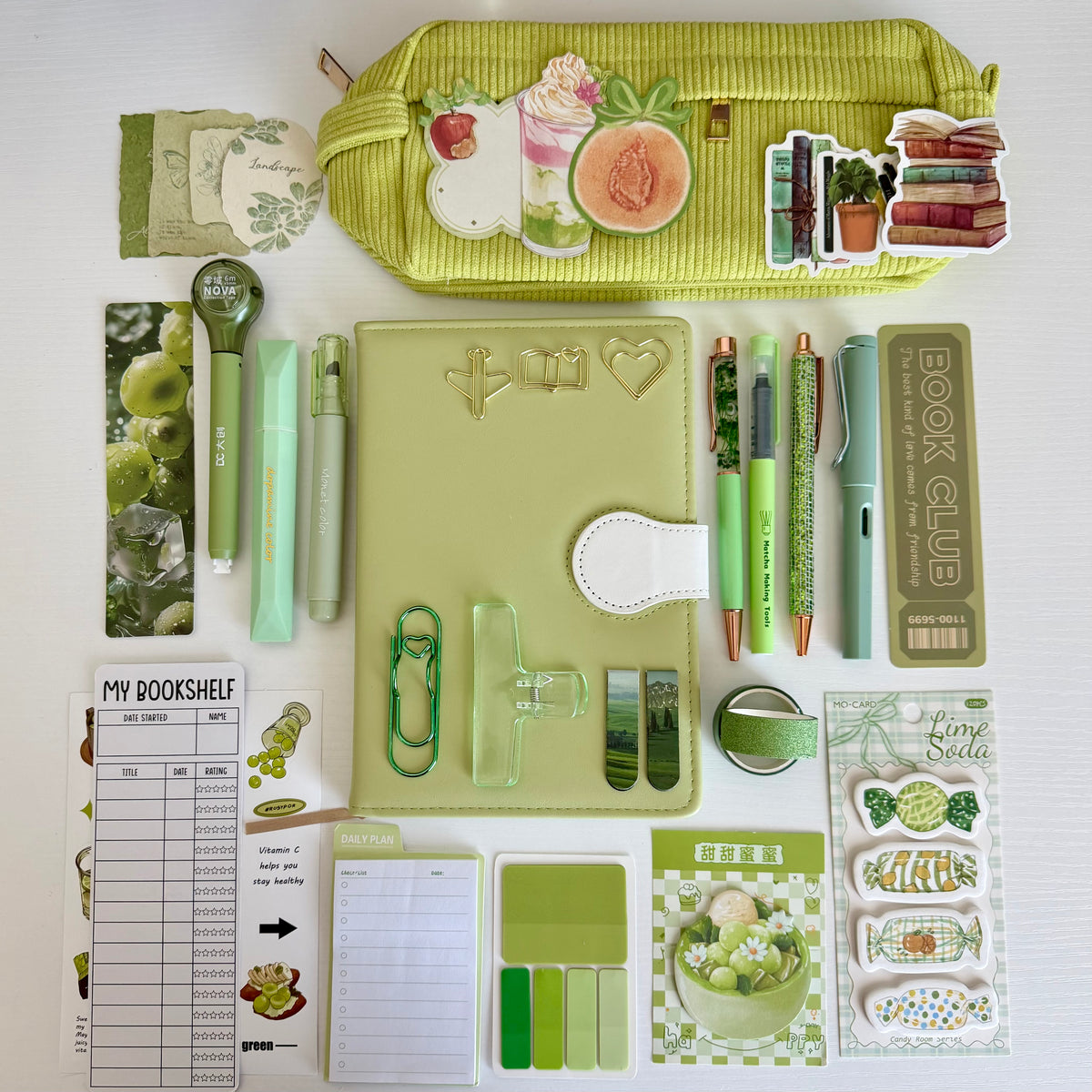 Matcha Bookish Escape | Green Book & Stationery Gift Bundle