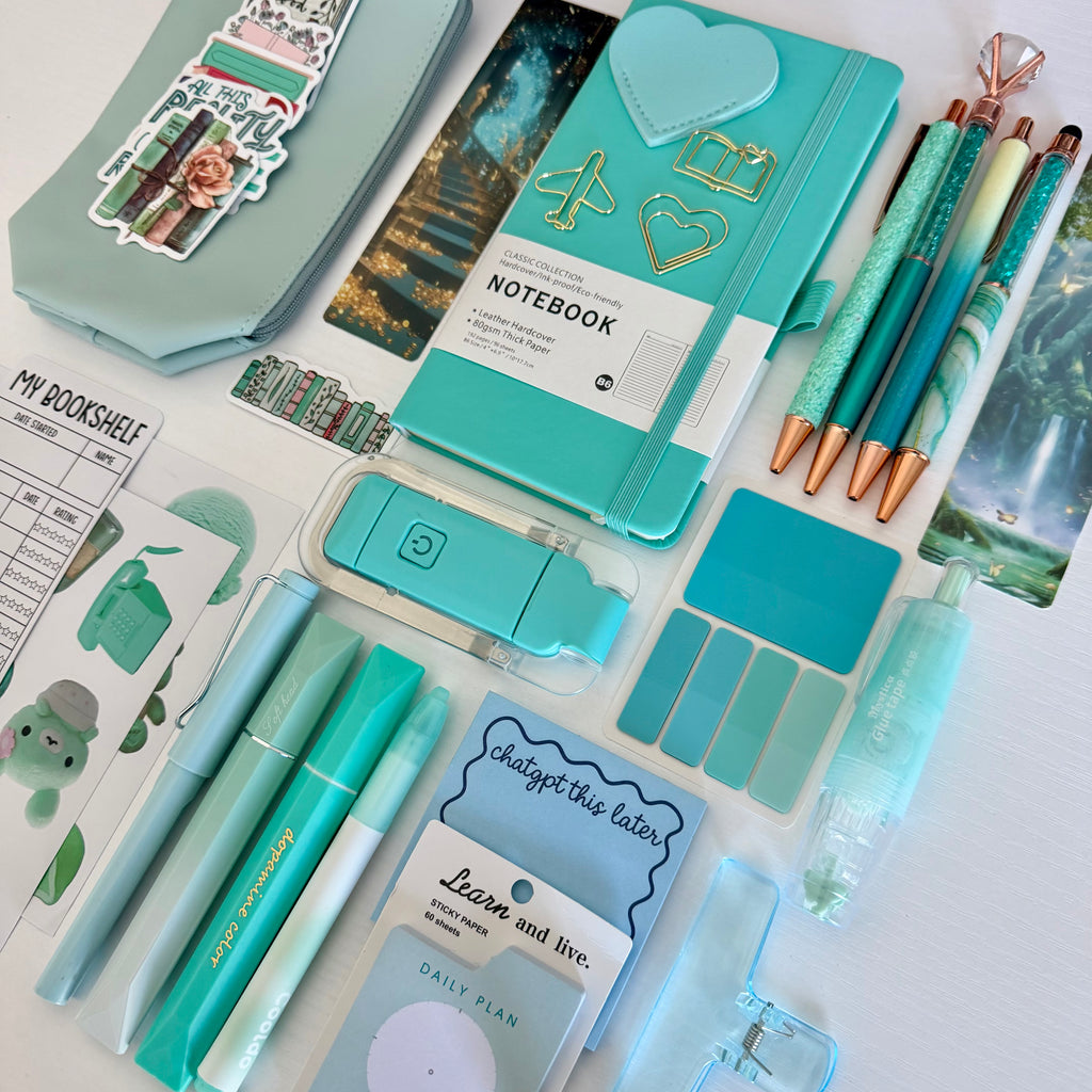 🩵 Seafoam Serenity Bookish Bundle | Aesthetic Stationery & Reading Gift Set