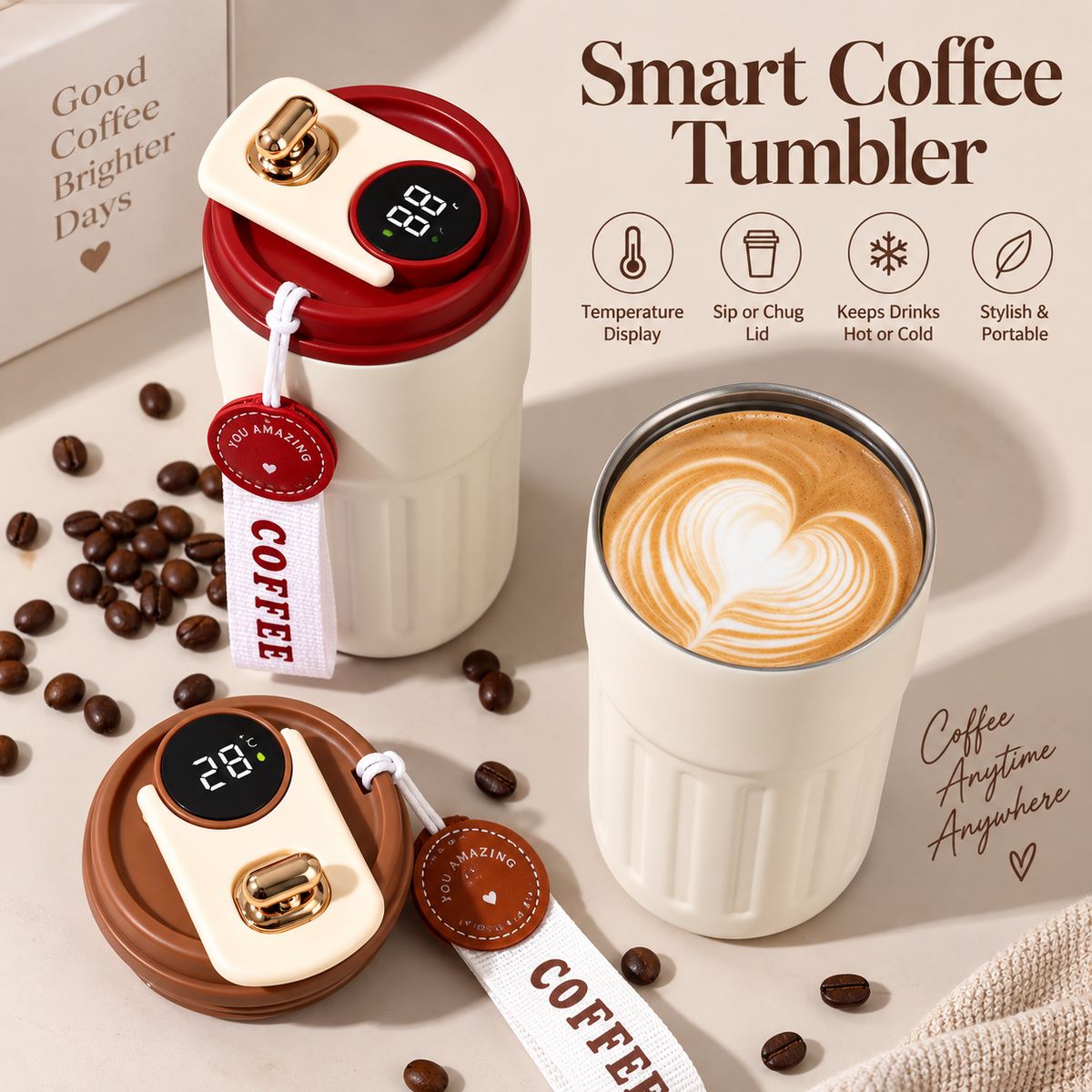 Smart Temperature Display Coffee Tumbler - 450 mL ☕✨