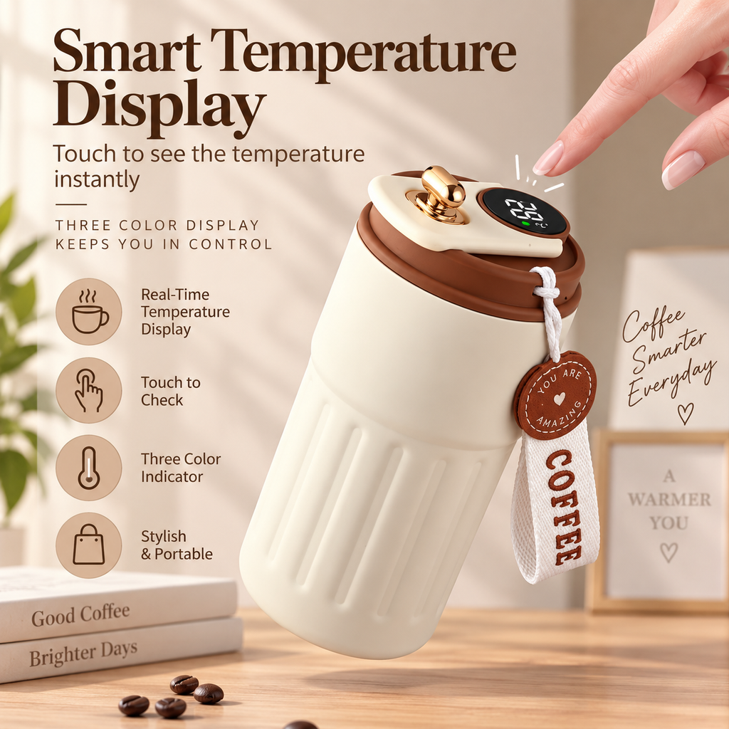 Smart Temperature Display Coffee Tumbler - 450 mL ☕✨