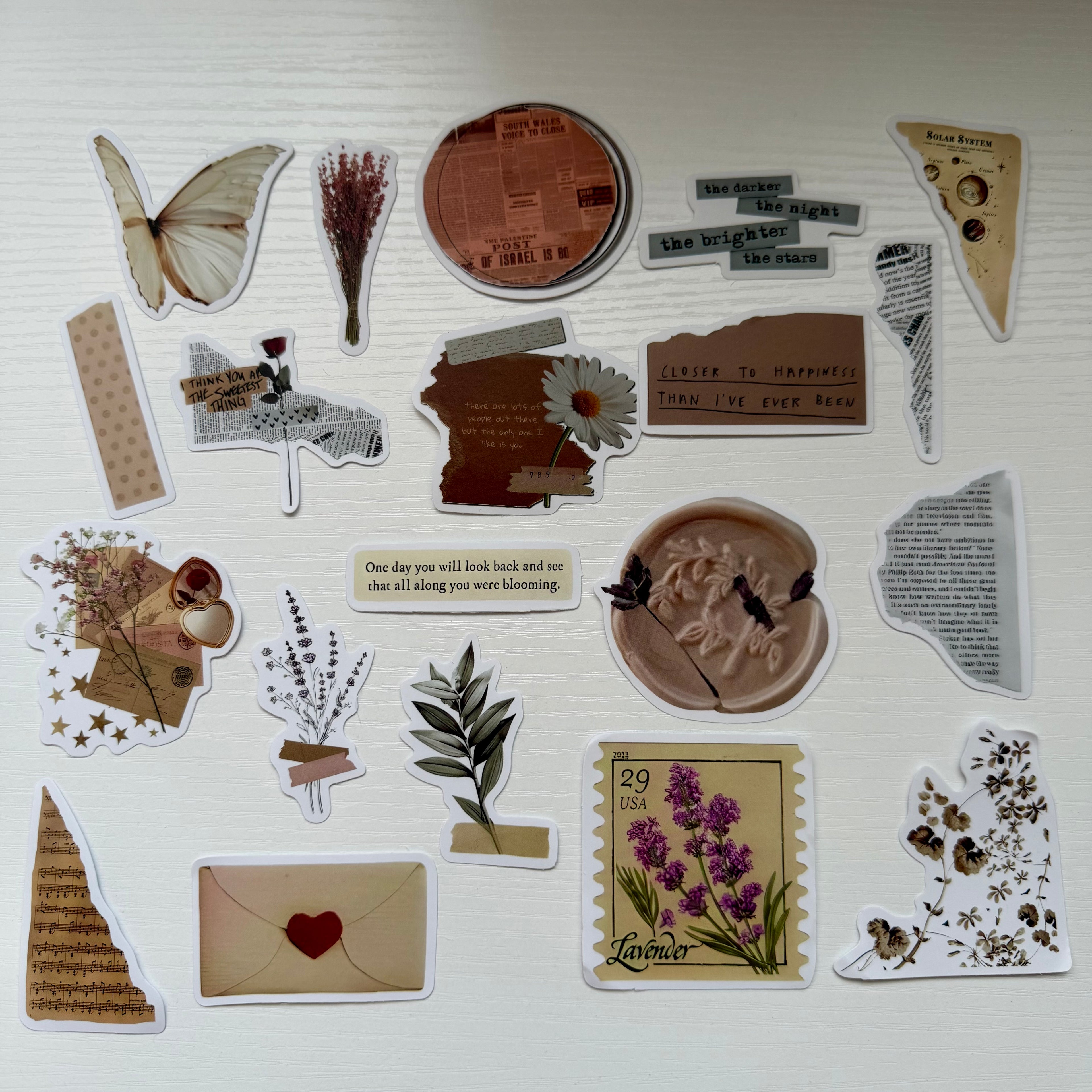 Vintage Floral Journal 20 Stickers Set
