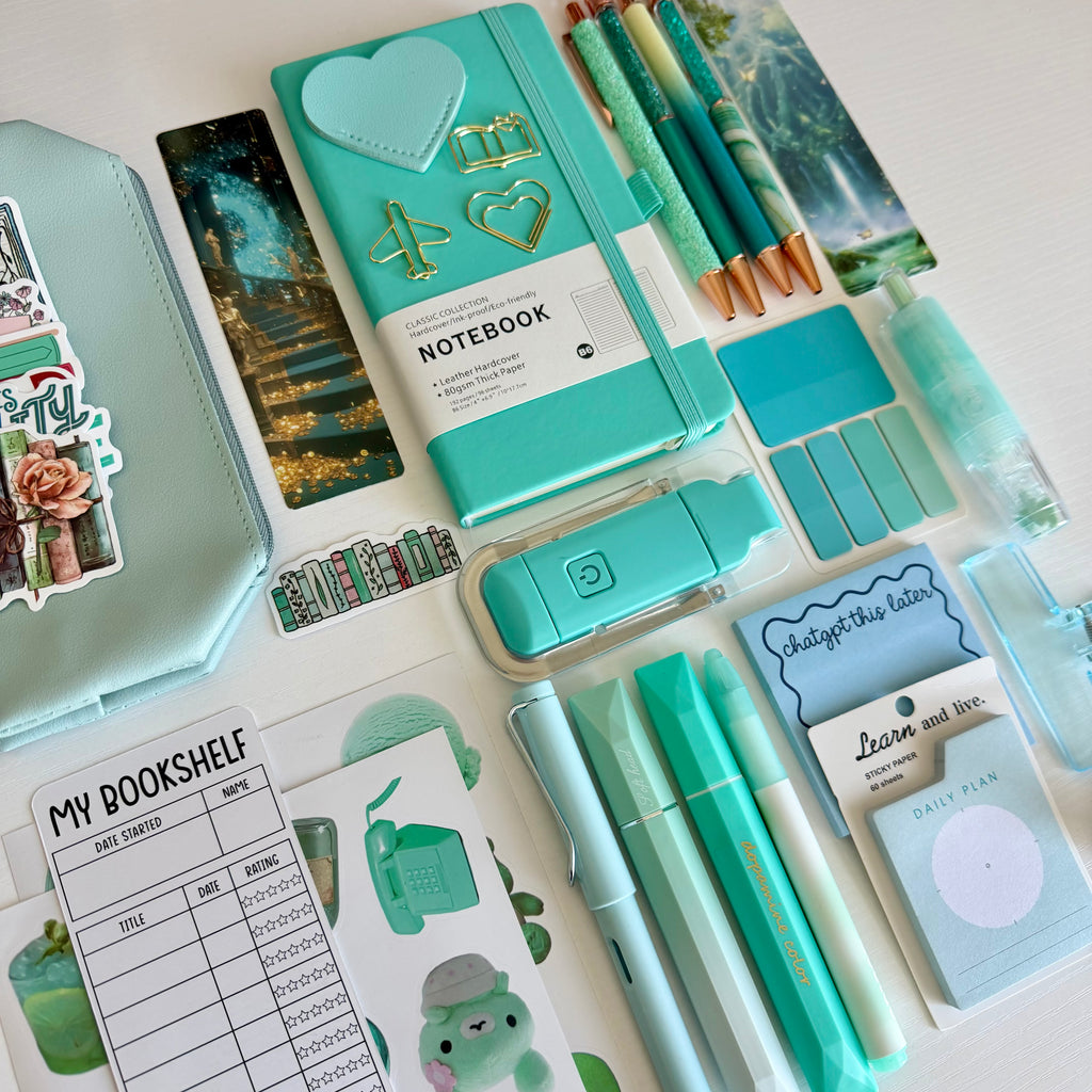 🩵 Seafoam Serenity Bookish Bundle | Aesthetic Stationery & Reading Gift Set