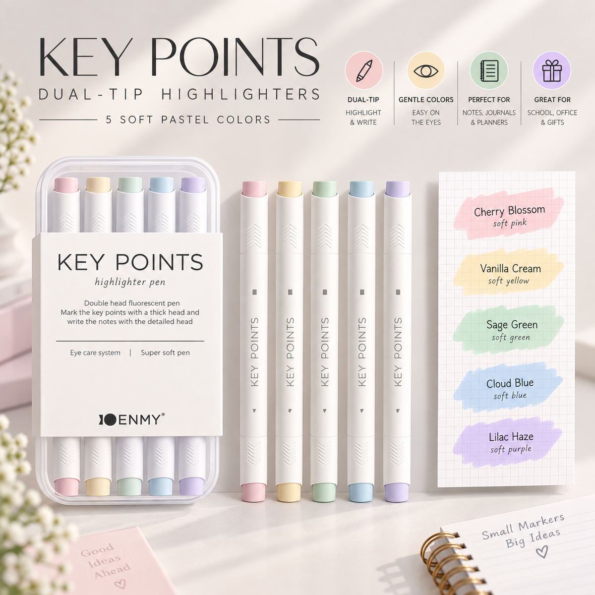✨ Soft Pastel Dual-Tip Highlighters