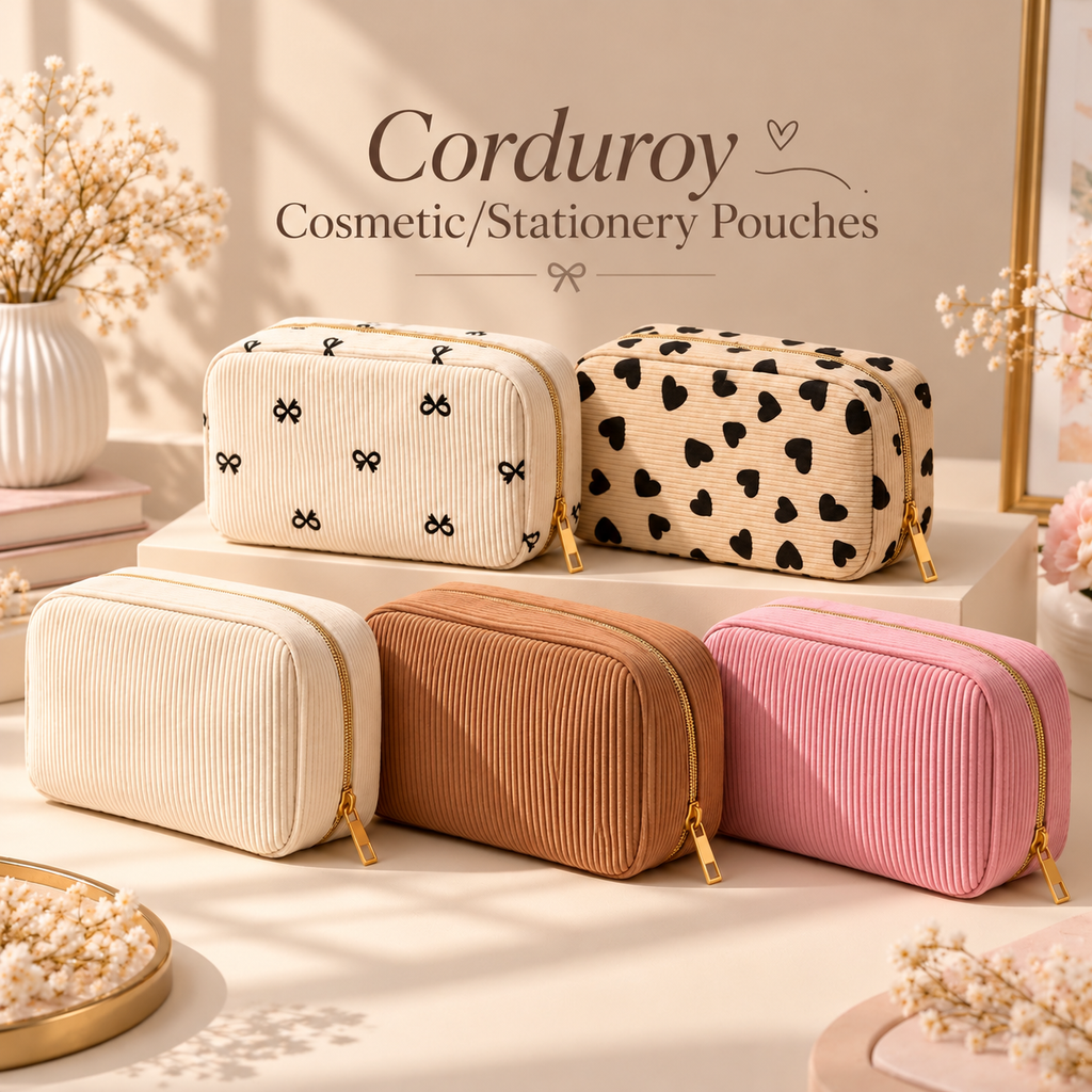 Corduroy Cosmetic & Stationery Pouches