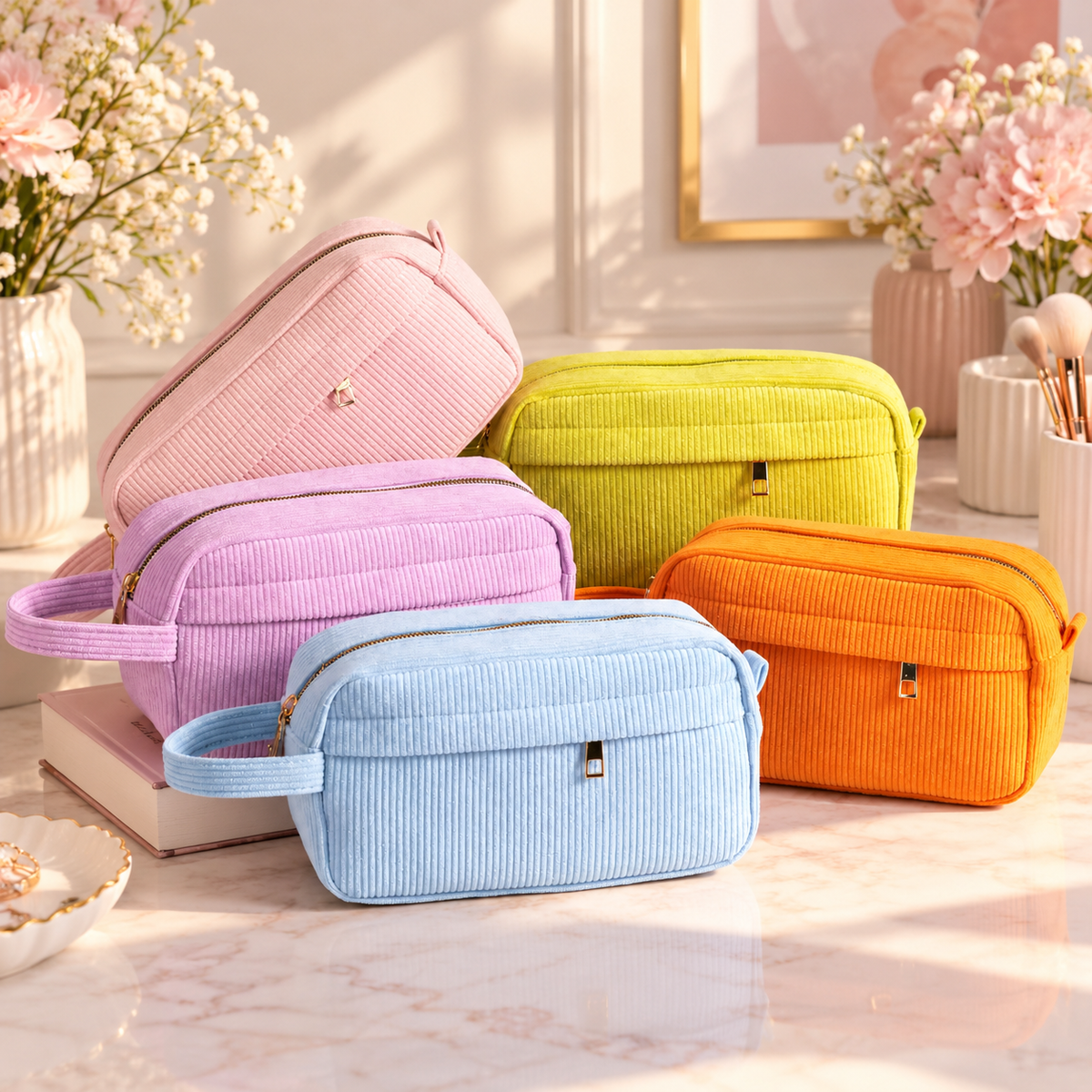 Corduroy Cosmetic & Stationery Pouch