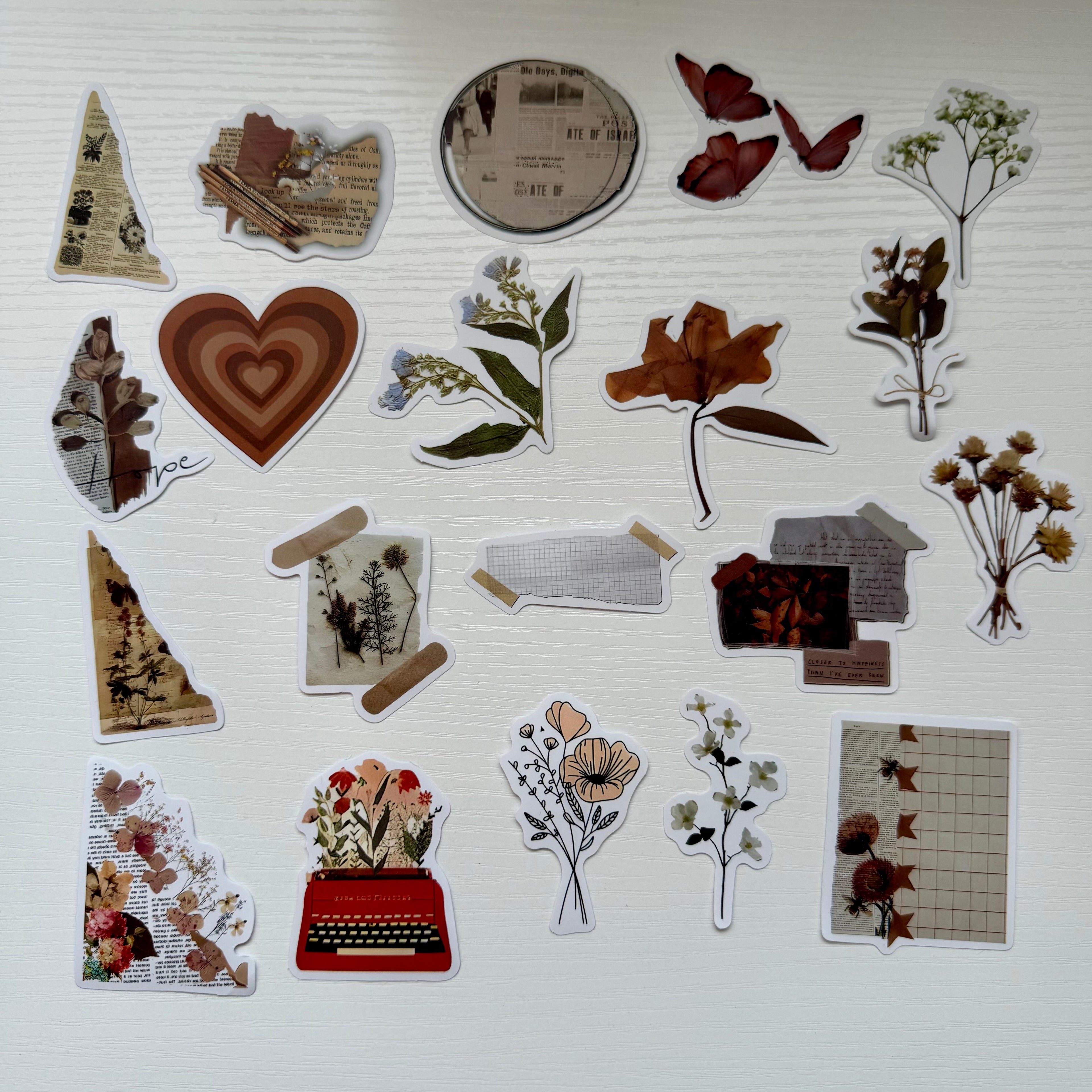 Vintage Floral Journal 20 Stickers Set