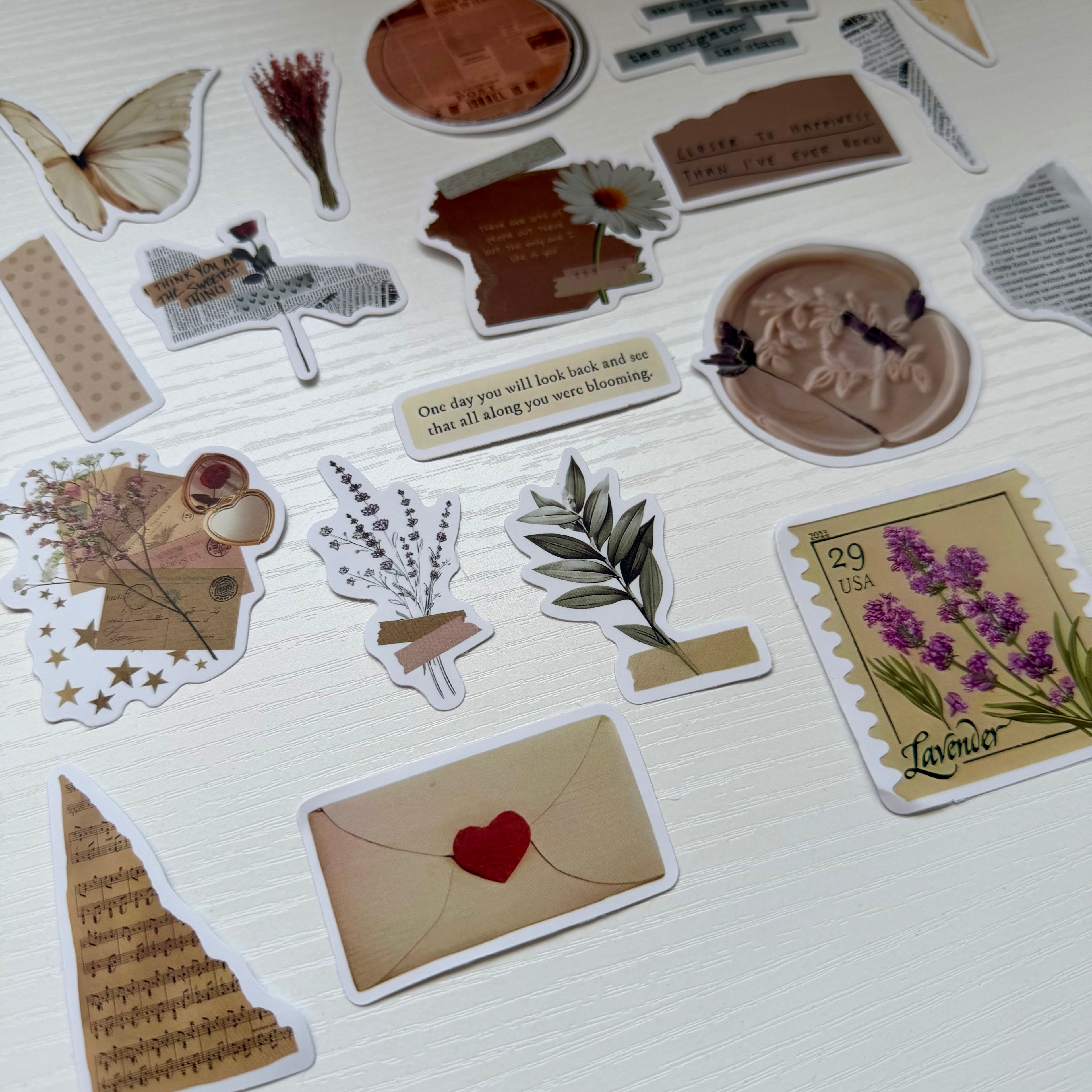 Vintage Floral Journal 20 Stickers Set
